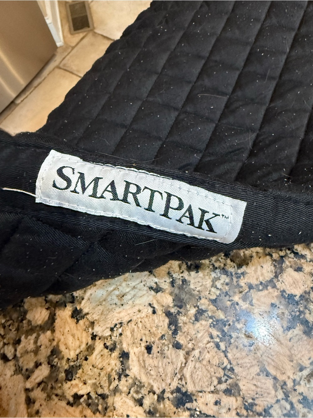 SmartPak equestrian quilted square English saddle pad black w/ gray trim